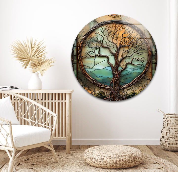 Life Of Tree Vintage Picture Glass Wall Art custom glass pictures, glass art prints