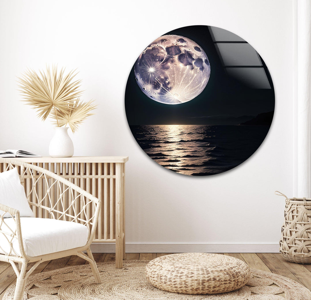 Moon Over Water Glass Wall Art large glass photo prints, glass wall photos