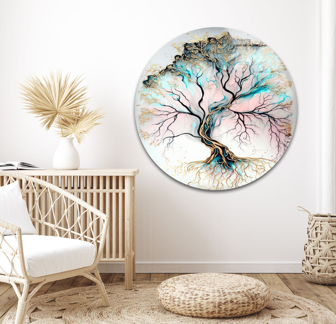 Life of Tree White Glass Wall Art glass pictures for Wall, glass prints wall art