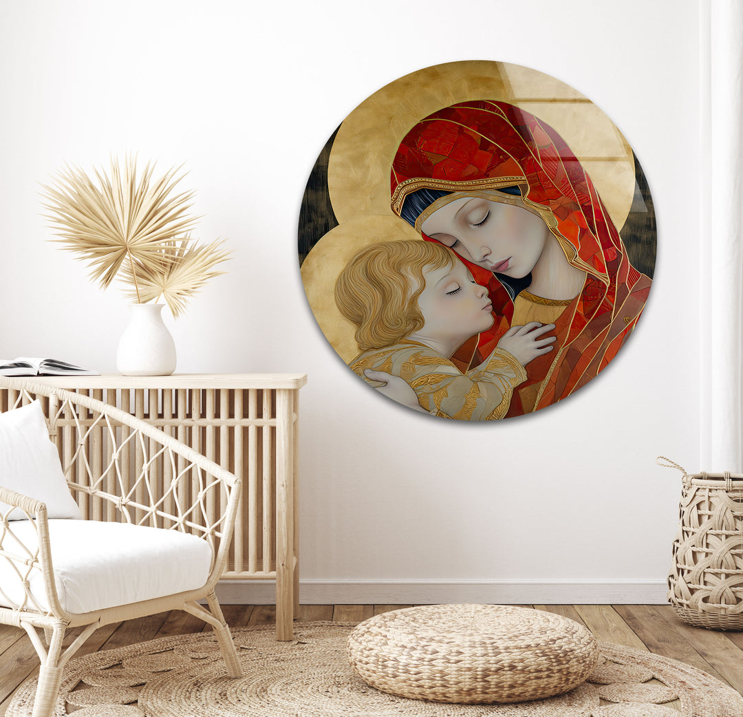 Lady and Jesus Glass Wall Art Decor | Glass Art Prints