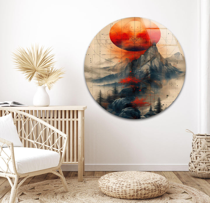 Blood Moon & Mountain Glass Wall Art Glass Printing Wall Art, Print photos on glass