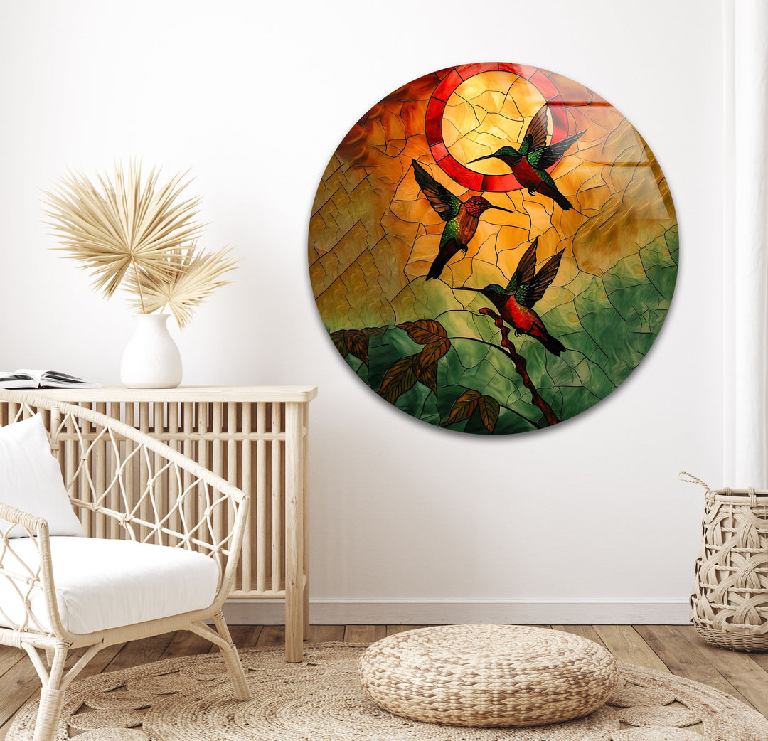 Stained Hummingbirds Wall Art custom glass photo prints, large glass prints