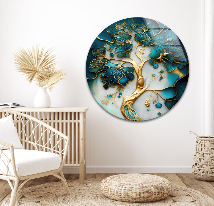 Abstract Golden Tree-Roots Glass Wall Art, art glass wall art, glass wall art pictures