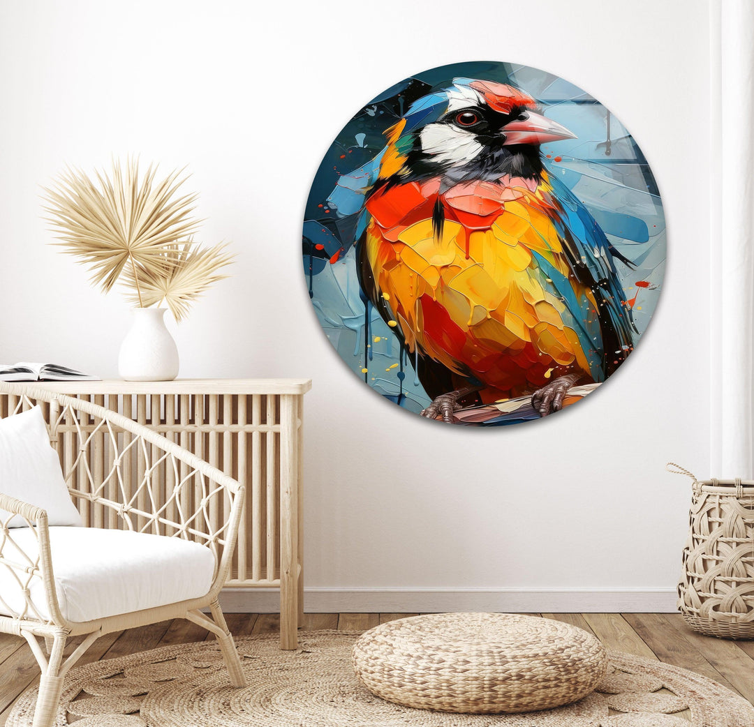 Colorful Bird Painting Glass Wall Art large glass photo prints, glass wall photos