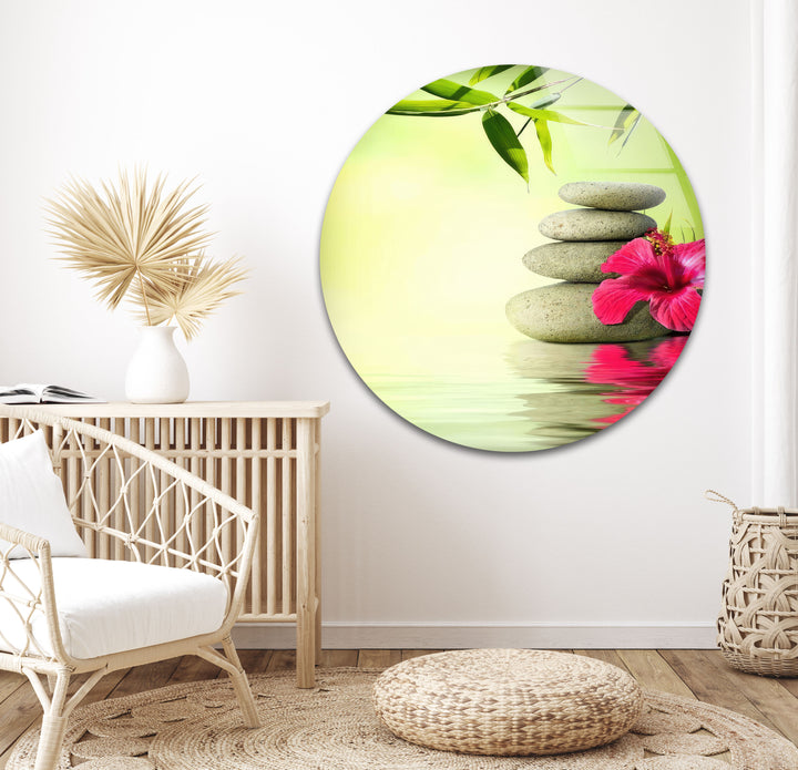 Green Zen & Spa Stones Glass Wall Decor & Cool Artwork