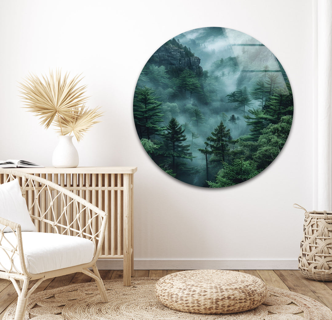 Dark Foggy Forest Glass Wall Art art glass wall art, glass wall art pictures