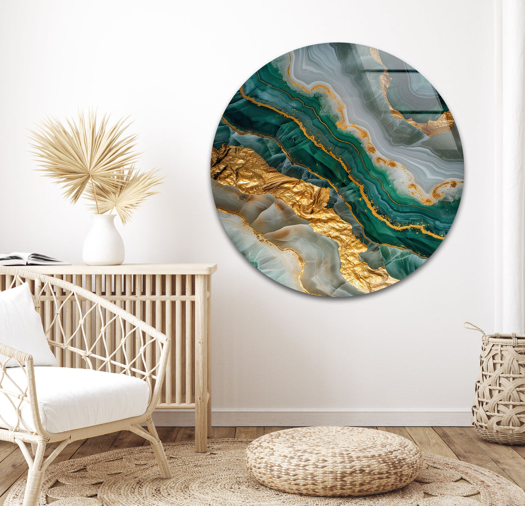 golden alcohol ink glass wall art