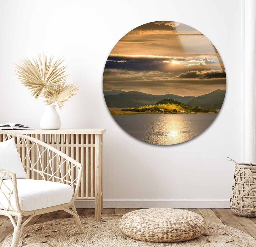 Settlement On The Island Glass Wall Art print picture on glass, Tempered Glass Wall Art