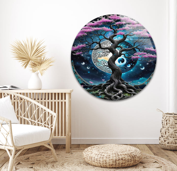 Life of Tree & Yin Yang Glass Wall Art stained glass wall art, stained glass wall decor