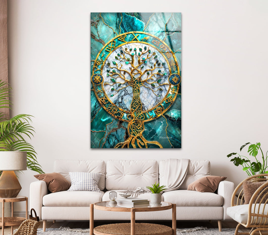 Emerald Design Tree Glass Wall Art stained glass wall art, stained glass wall decor
