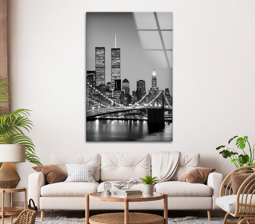 Brooklyn Bridge & Manhattan Skyline – Black & White Cityscape Wall Art