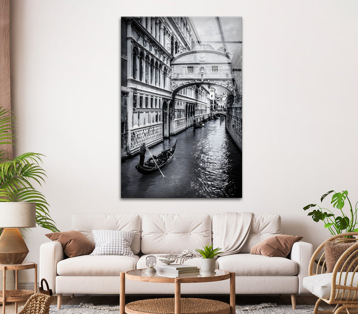 Venice Gondola Ride – Black & White Bridge of Sighs Wall Art