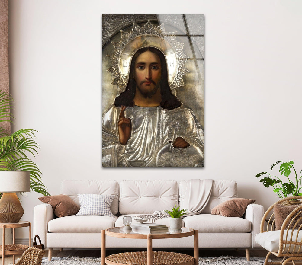 Jesus Portrait Glass Wall Art photo print on glass, prints on glass wall art
