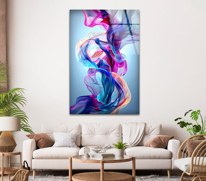 Colored Pink and Blue Fractal Glass Wall Art glass photo prints, glass picture prints
