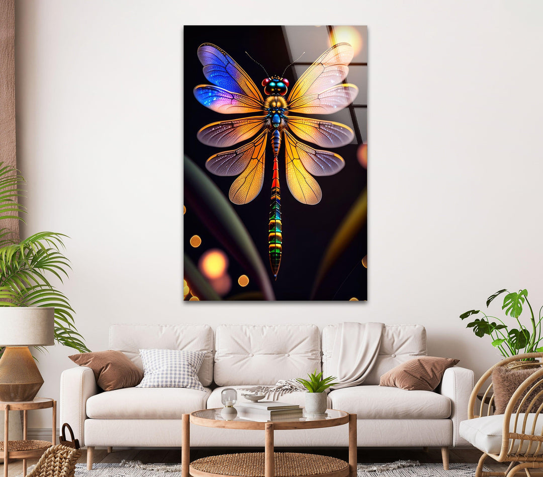 Vivid Colored Dragonfly Glass Wall Art art glass wall art, glass wall art pictures
