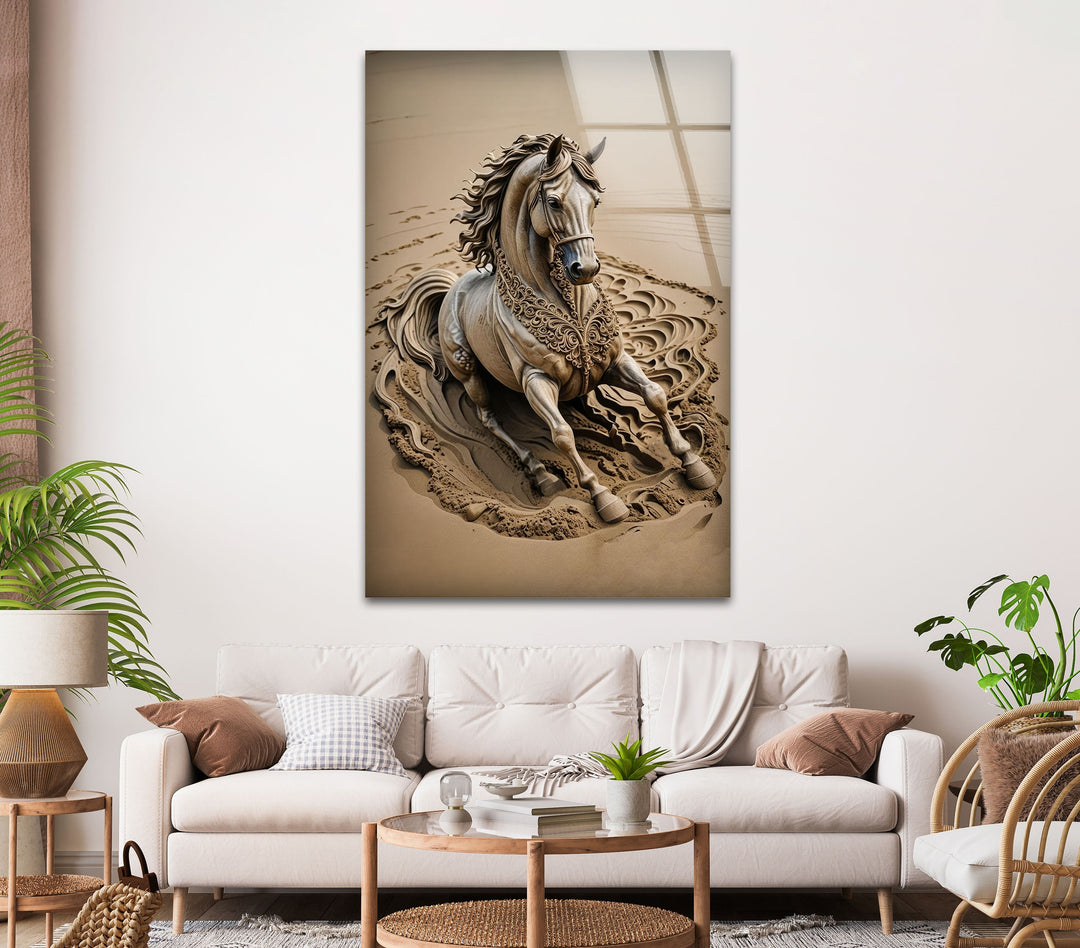 Desert Horse Glass Wall Art glass pictures for Wall, glass prints wall art
