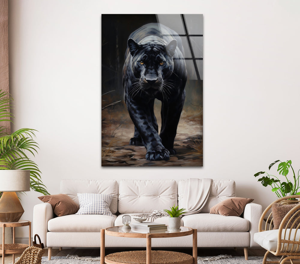 Black Puma Glass Wall Art art glass wall art, glass wall art pictures
