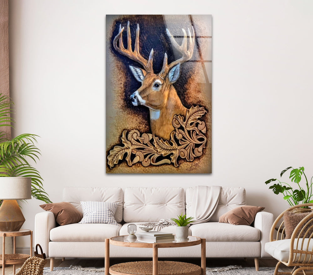 Deer Portrait Glass Wall Art stained glass wall art, stained glass wall decor
