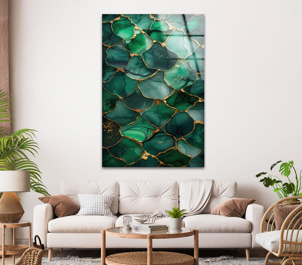 Golden Green Marble Glass Wall Art art glass wall art, glass wall art pictures