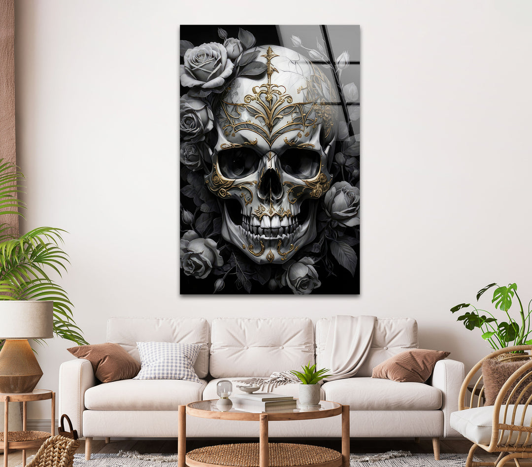 Skull & Rose Glass Photo Prints & Cool Abstract