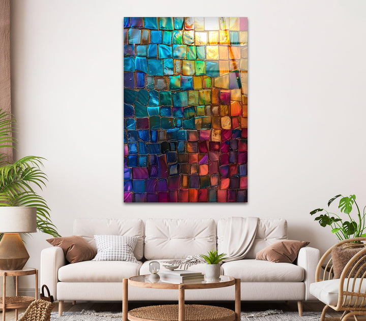 Colorful Mosaic Design Glass Wall Art glass wall decor, glass wall art decor