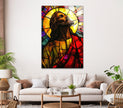 Colorful Portrait Of Jesus Modern Glass Wall Art Decor