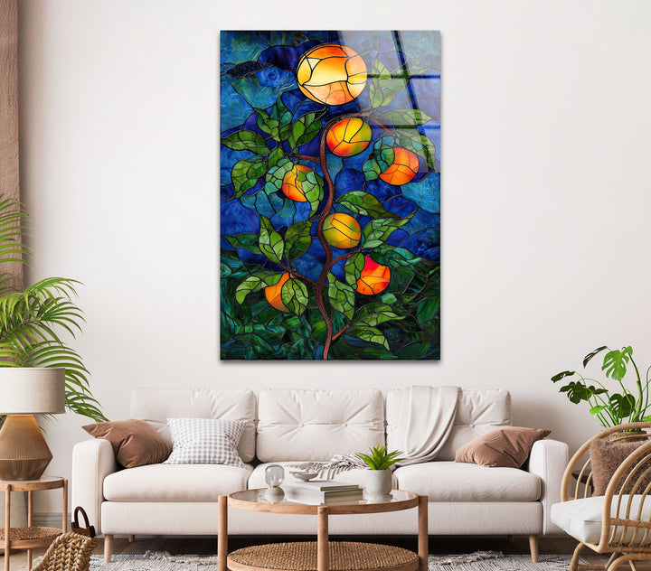 Stained Fruit Tree Glass Wall Art glass art painting, glass art for the Wall