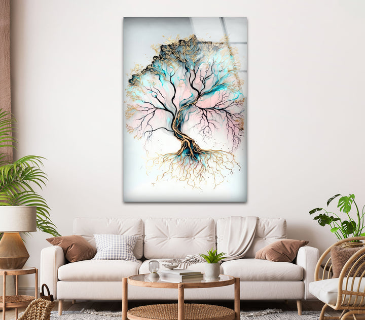 Life of Tree White Glass Wall Art glass photo prints, glass picture prints