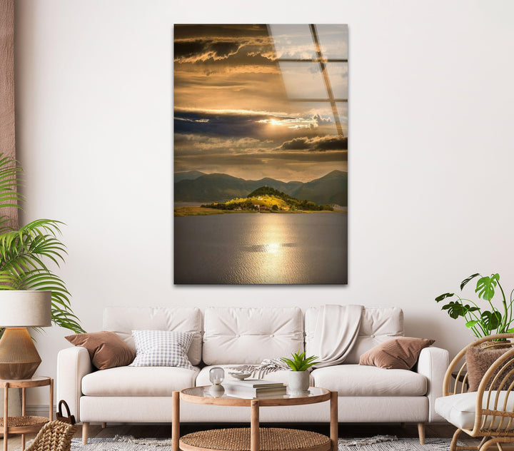 Settlement On The Island Glass Wall Art print on glass, glass printed photos