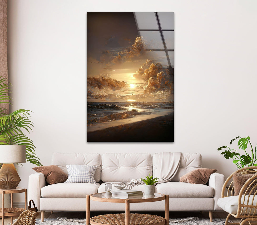 Sunset Landscape Art Glass Wall Art picture on glass wall art, photos printed on glass