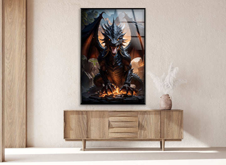 A breathtaking dragon in fiery glory, a roaring creature ready to take over your space.
