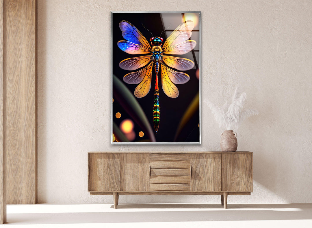 Vivid Colored Dragonfly Glass Wall Art glass photo prints, glass picture prints
