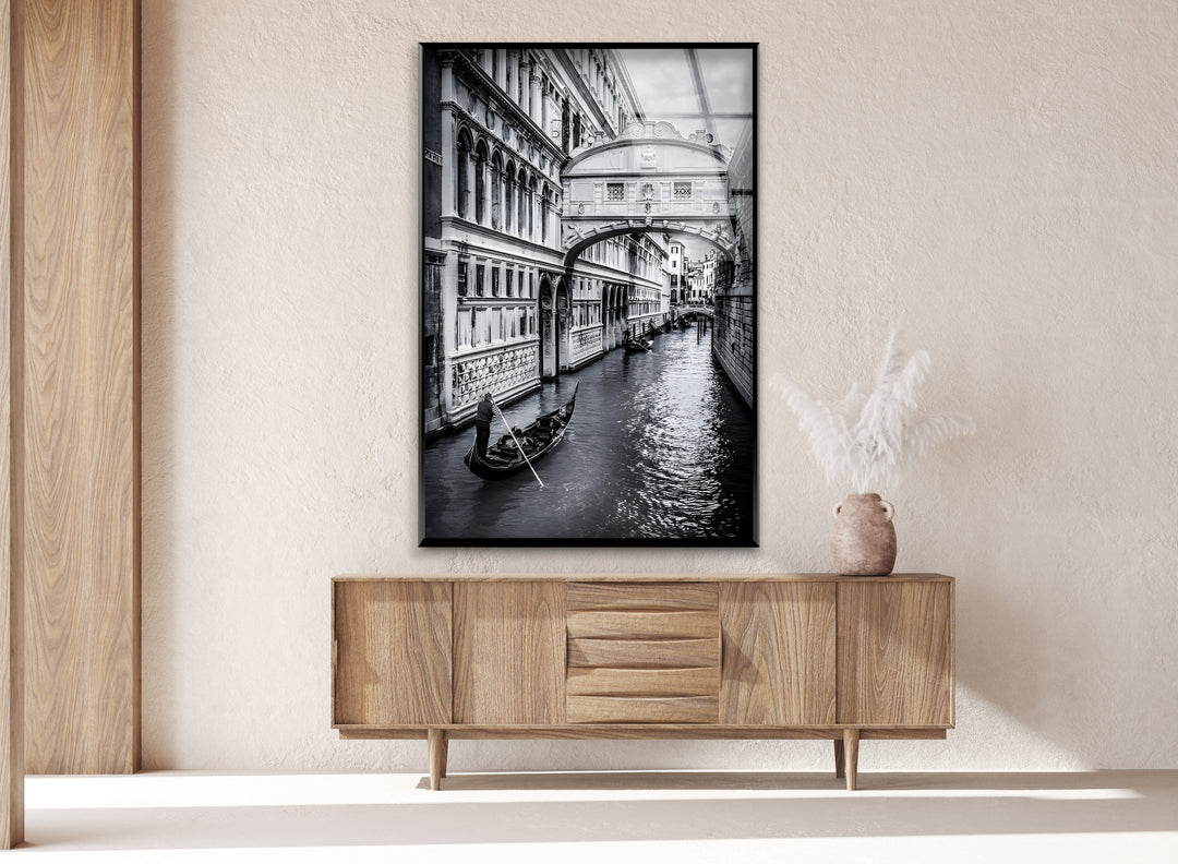 Venice Gondola Ride – Black & White Bridge of Sighs Wall Art