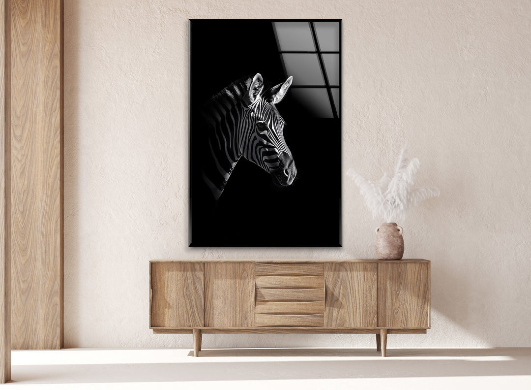 Majestic Zebra: Black and White Artwork on Glass Wall Art
