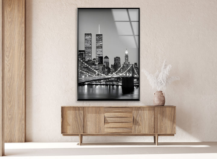 Brooklyn Bridge & Manhattan Skyline – Black & White Cityscape Wall Art