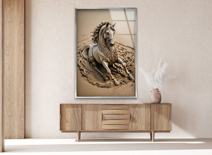 Desert Horse Glass Wall Art photo print on glass, prints on glass wall art
