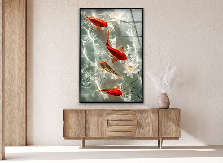 Orange Koi Fishes Glass Wall Art art glass wall art, glass wall art pictures
