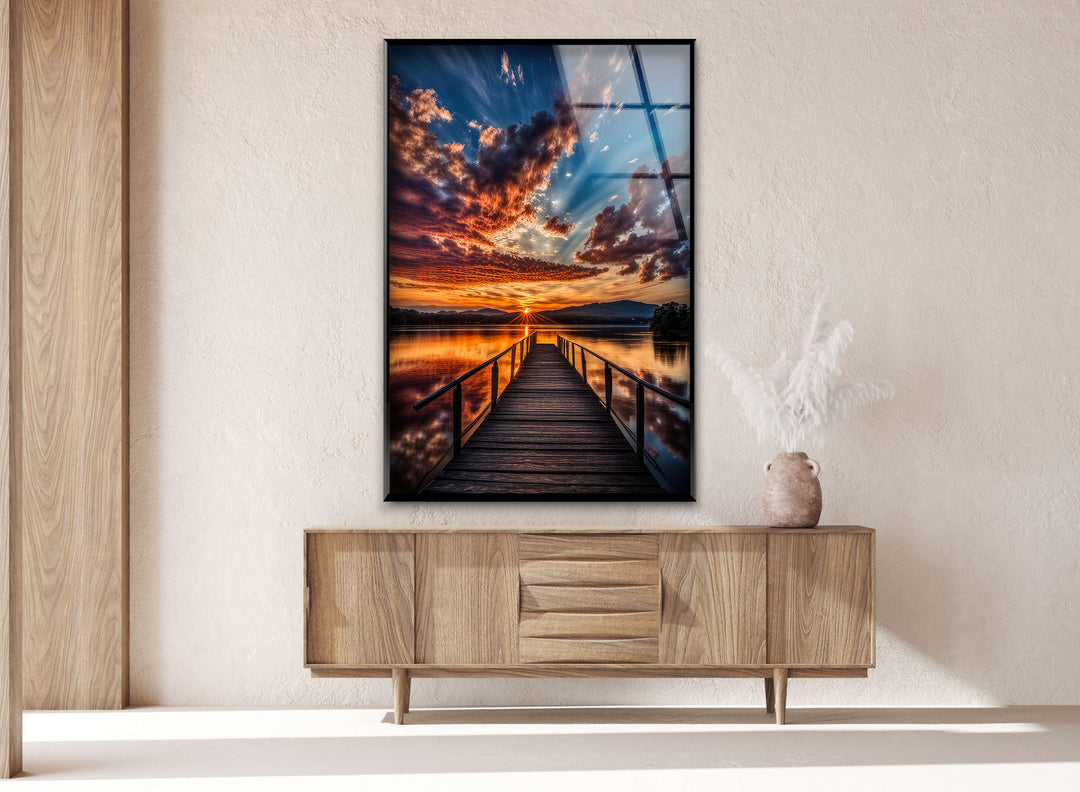 Peaceful Lakeside & Dock Glass Wall Art large glass photo prints, glass wall photos