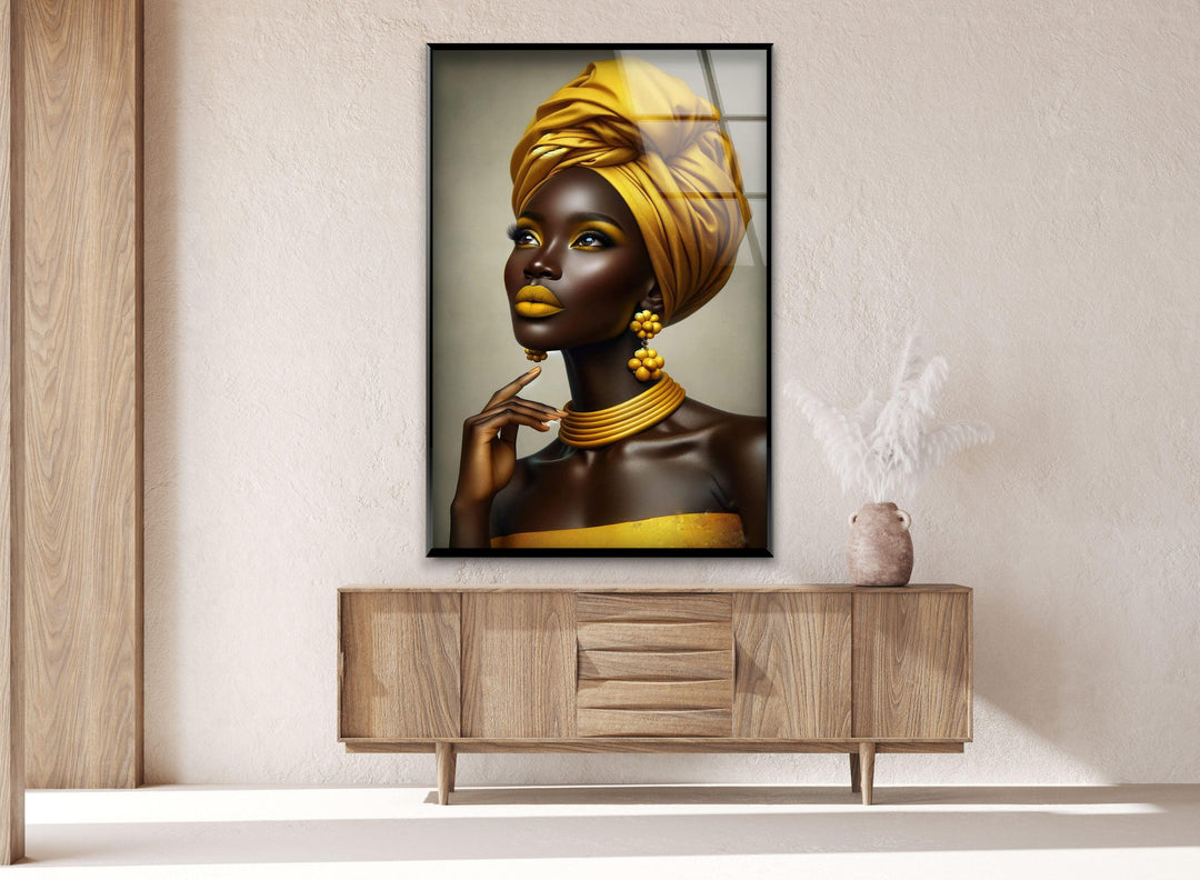 African Black Woman Tempered Glass Wall Art - MyPhotoStation