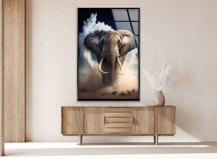 Desert Elephant Glass Wall Art Glass Printing Wall Art, Print photos on glass