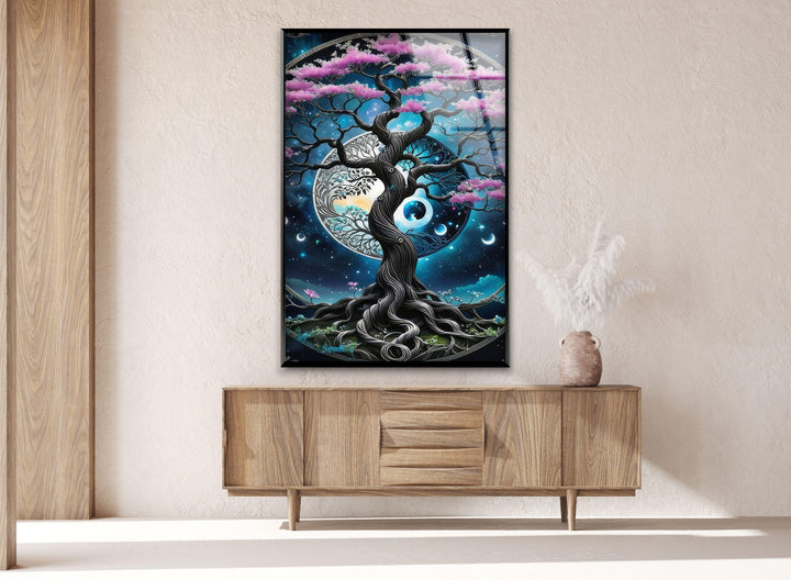 Life of Tree & Yin Yang Glass Wall Art art glass wall art, glass wall art pictures