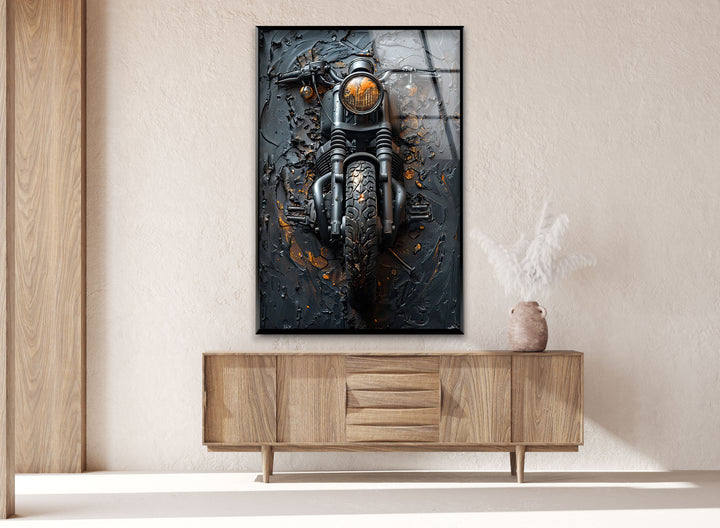 Vintage Motorcycle Glass Wall Art