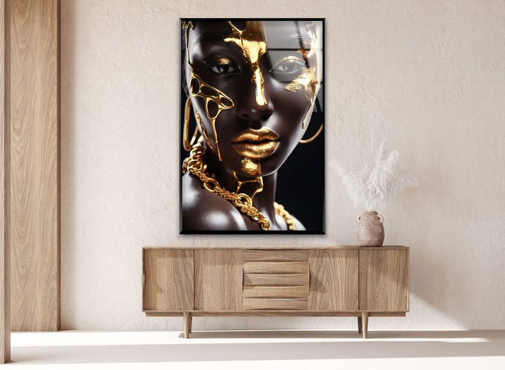 African Black Woman Tempered Glass Wall Art - MyPhotoStation