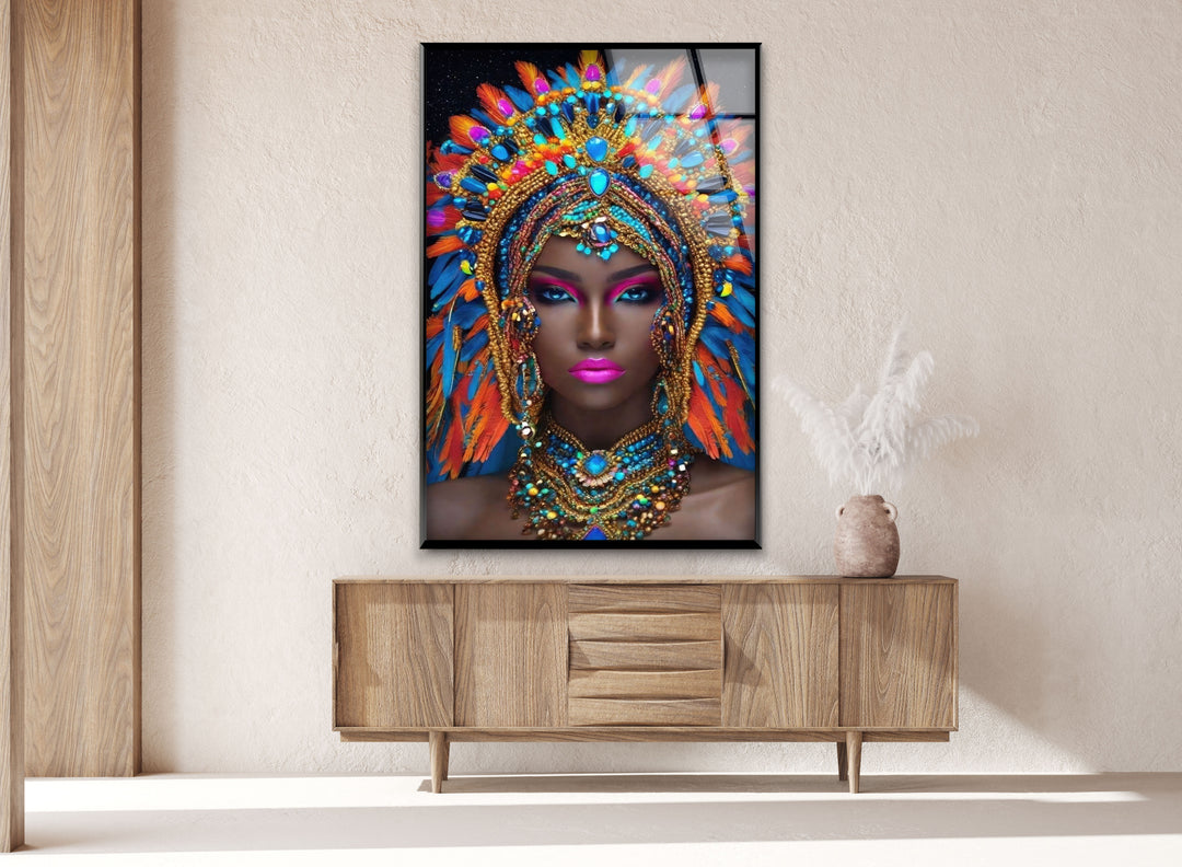 Colorful African Portrait Glass Wall Art