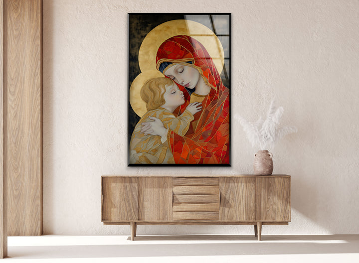 Lady and Jesus Glass Print Wall Art Pieces