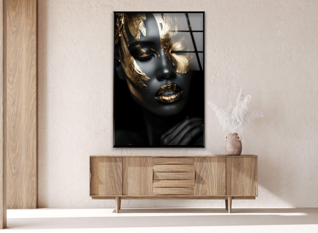 Black Woman Glass Wall Art