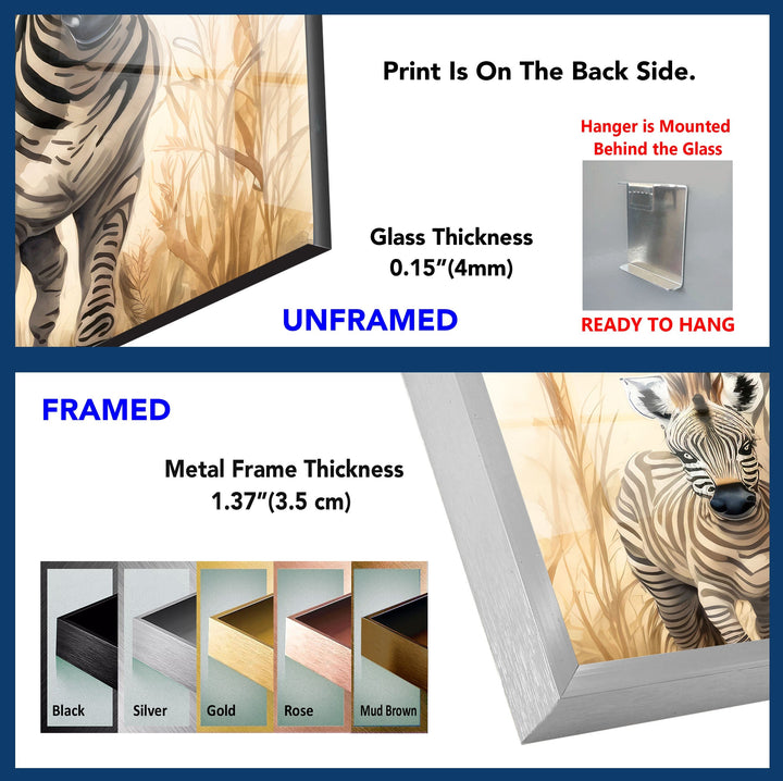 Zebra Family Glass Wall Art