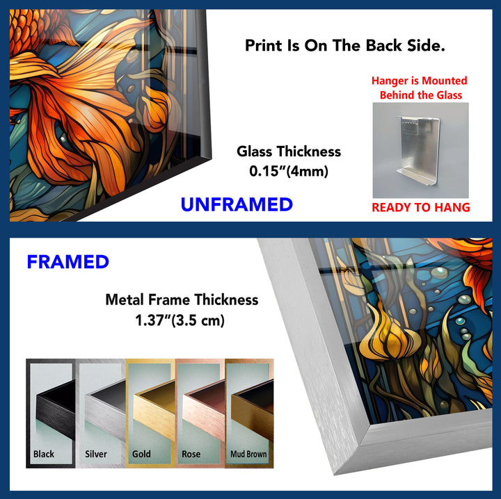 Colored Golden Fish Glass Wall Art