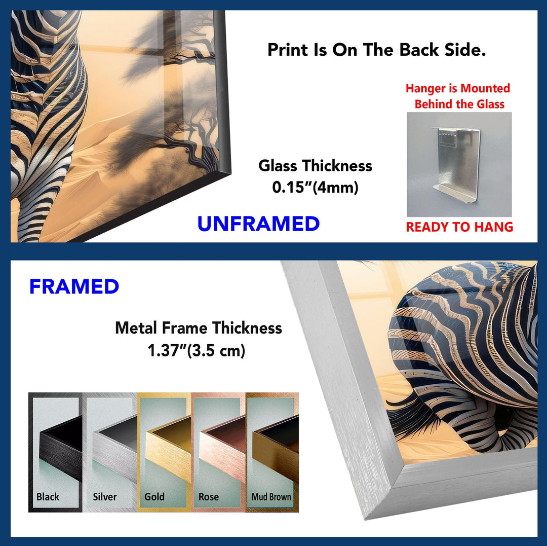 Zebra Tempered Glass Wall Art - MyPhotoStation