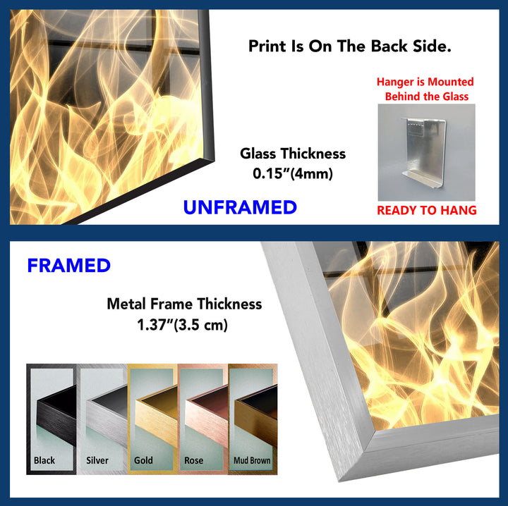 Burning Fire Glass Wall Art